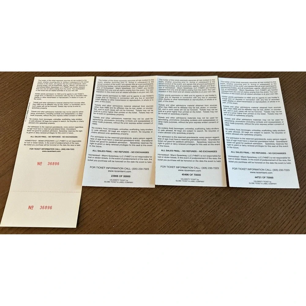 NASCAR 11/11-11/14‎ 1999 Inaugural Pennzoil 400 Homestead Miami Speedway Tickets